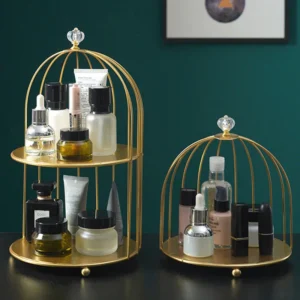 Metal Bird Cage Cosmetic Storage Organizer Lipstick Perfume Skin Care Products Finishing Rack Bathroom Shelf Accessories Gift